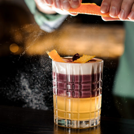 Cocktail de Bourbon New York Sour Clarificado