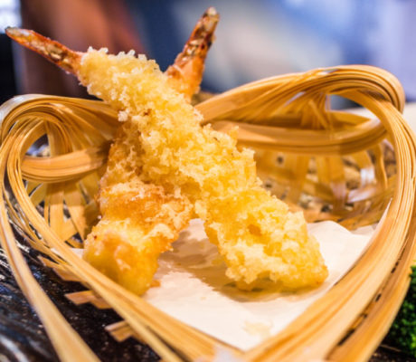 Gambas Gabardina Orly con Ali-Oli de Coral y Miel