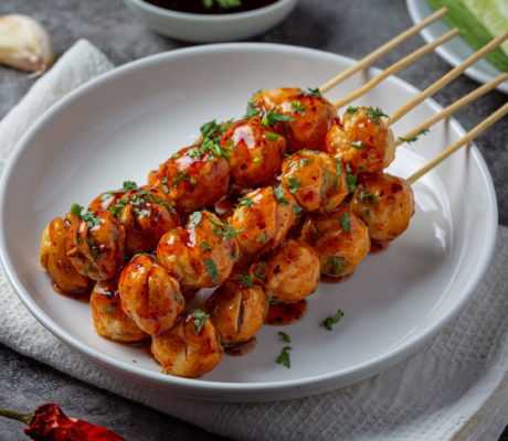 Brochetas de Cerdo Agridulce