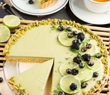 Tarta de Queso de Lima y Pistacho