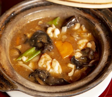 Guiso de Rape, Almejas, Gambas y Miso amontillado