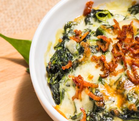 Espinacas Gratinadas a la Crema de Bacon