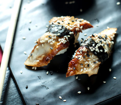 Nigiri Edomae de Anguila Ahumada