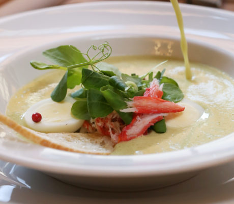 Vichyssoise con Ensalada de Cangrejo