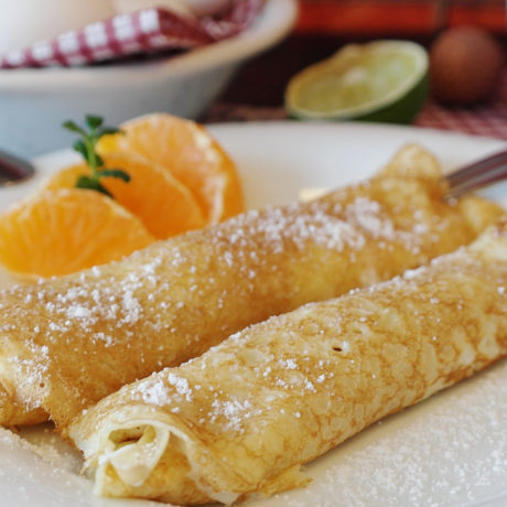 Crepes Ron Coco rellenos de Crema de Naranja