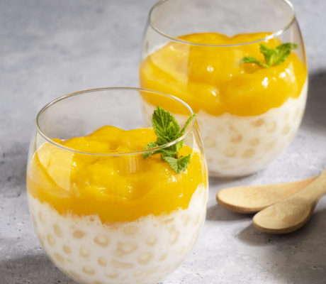 Piña y Mango con Maíz Osmotizado y Yogur de Chocolate Blanco