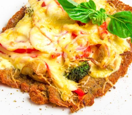 Escalope de Ternera empanado y Gratinado con Verduritas