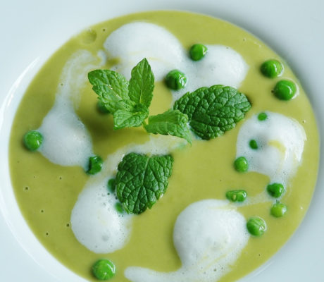 Crema de Guisantes con Albahaca y Menta