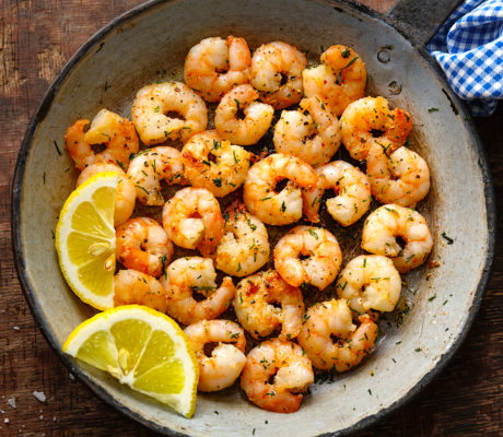Gambas al Ajillo de Trufa negra y Finas hierbas con Limón