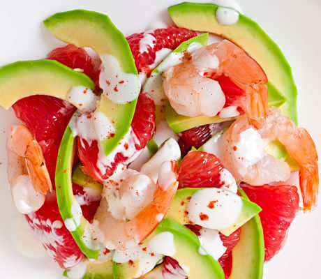 Ensalada de Gambas con Pomelo y Aguacate
