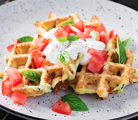 Gofre Salado de Calabacín con Crema de Burrata