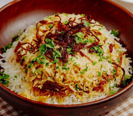 Arroz Pilaf con Crema de Frijoles