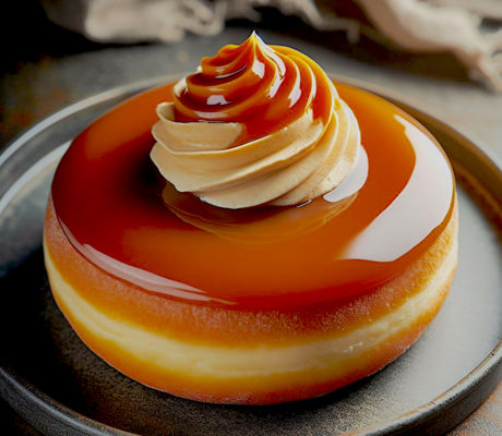 Donut Beignet Caramelo Relleno de Crema Blanca