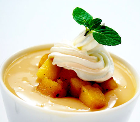 Crema de Caramelo y Vainilla con dados de Manzana Osmotizada
