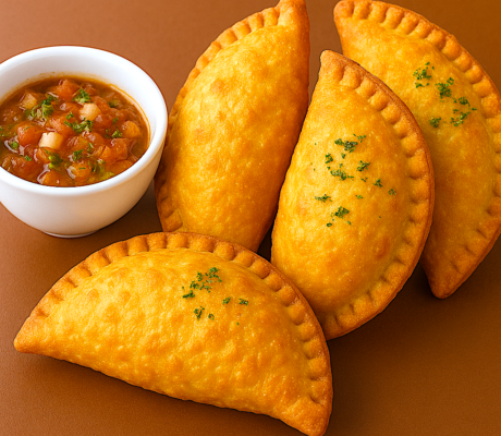 Empanadas Crujientes Rellenas de Carne con Salsa Criolla