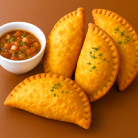 Empanadas Crujientes Rellenas de Carne con Salsa Criolla