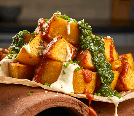 Patatas Asadas y Fritas con 3 Salsas