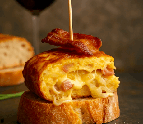 Tortilla de Patata con Bacon, Puerro, Cebolla y Queso