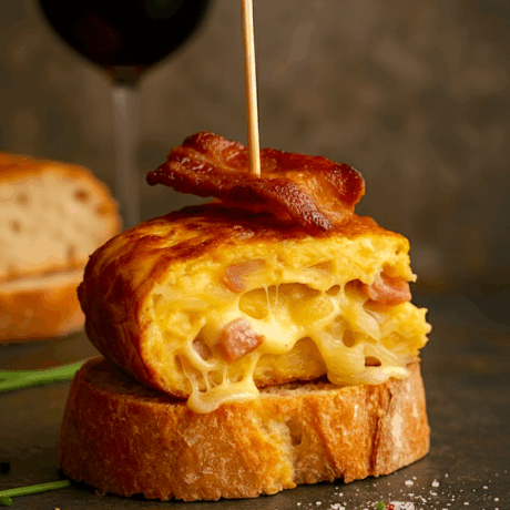 Tortilla de Patata con Bacon, Puerro, Cebolla y Queso