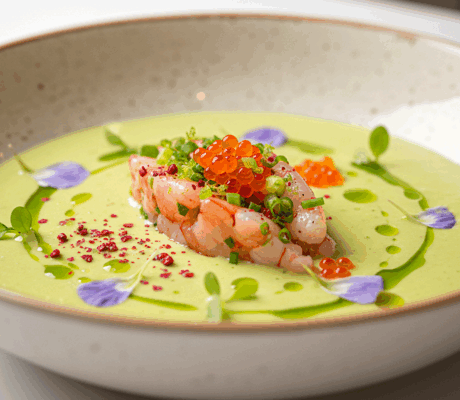 Gazpacho Verde con Gamba Roja