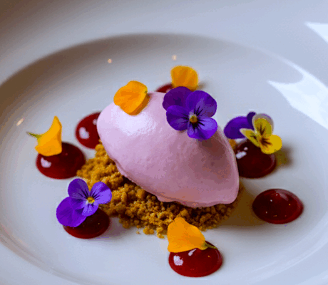 Postre de Frambuesa, Lavanda y Lombarda