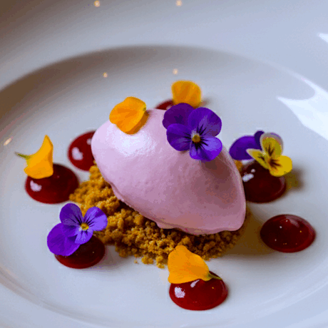 Postre de Frambuesa, Lavanda y Lombarda