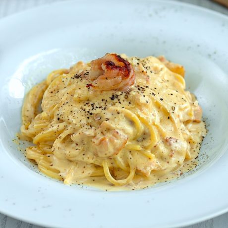 Pasta Crema de Gambones al Ajillo