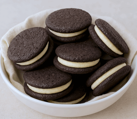 Oreo de Aceituna Negra con Cacao y Crema de Chocolate Blanco