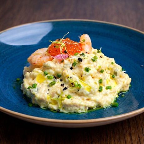 Ensaladilla de Gambas al Ajillo con Mayonesa de Piparras