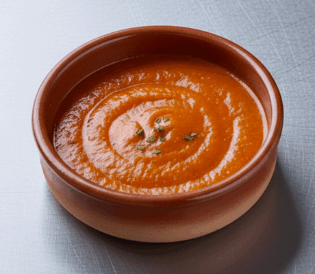 Salsa Brava con Caldo de Berenjena