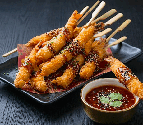 Langostinos crujientes Coco y Curry