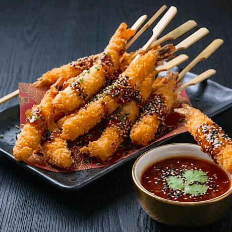 Langostinos crujientes Coco y Curry