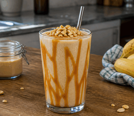 Batido Cremoso de Plátano con Cacahuete y Caramelo Salado