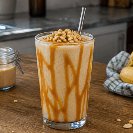 Batido Cremoso de Plátano con Cacahuete y Caramelo Salado
