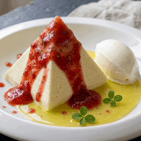 Pirámide de Mousse de Yogur y Limón con centro de Mojito y Helado de Coco
