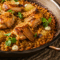 Arroz con Pollo de Corral en Salmorreta, Piel Crujiente y Caviar de Limón