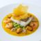 Pescado en Amarillo con Almejas, Mejillones y Gambas al Ajillo al Vermút